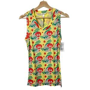Kidrobot Daruma Tank Top Medium Yellow Graphic Allover Print Streetwear